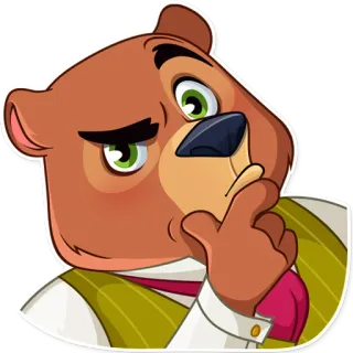 🤔 หมี, การ์ตูน, คิด, สัตว์, น่ารัก telegram sticker