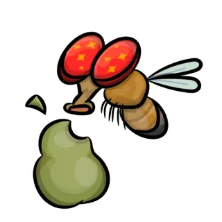 🍐 mosca, inseto, comida, desenho animado, animal, natureza telegram sticker