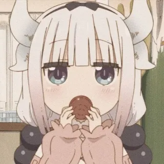🍬 Kanna Kamui Miss Kobayashi's Dragon Maid 애니메이션, 드래곤, 카와이, 귀여운, 음식, 칸나, 칸나 카무이 whatsapp sticker