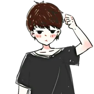 🐙 kartun, anak laki-laki, berpikir, ilustrasi, imut telegram sticker