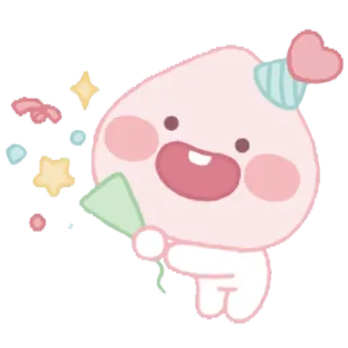🤡 귀여운, 만화, 카와이, 복숭아, 캐릭터 telegram sticker
