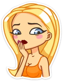 😧 Cartone animato, Donna, Capelli biondi, Sorpresa, Ragazza, Femmina, Scioccata telegram sticker