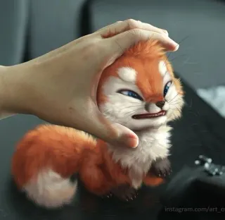 😬 instagram.com/art_os fox, animal, cute, pet, hand, funny telegram sticker