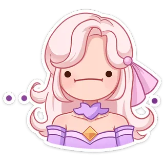 😐 ... стикер, мультфильм, принцесса, розовые волосы, милый, пузырь, эмодзи telegram sticker