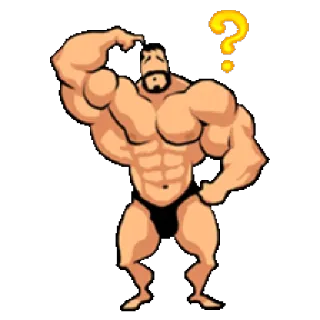 ❓ Muskel, Mann, Frage, Cartoon, Bodybuilder telegram sticker