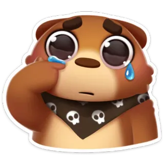 😢 грустный, плачущий, медведь, наклейка, мультик, череп, бандана whatsapp sticker
