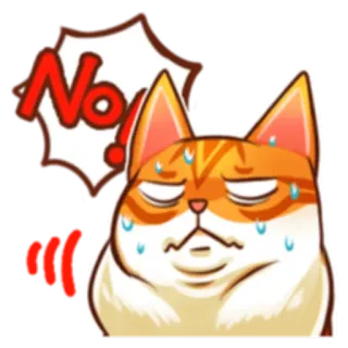 🙁 No! kat, uitdrukking, sticker, nee, cartoon, schattig, boos telegram sticker
