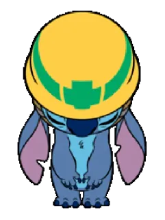 😣 Stitch Stitch, Disney, dessin animé, personnage, casque jaune, mignon, adorable whatsapp sticker
