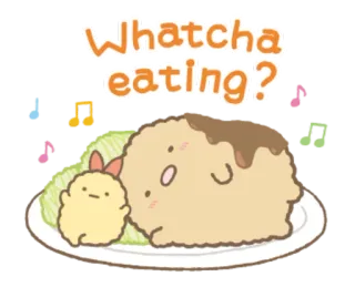 🥄 Whatcha eating? น่ารัก, อาหาร, กิน, คาวาอิ, คำถาม, อาหารกลางวัน, อาหารเย็น telegram sticker