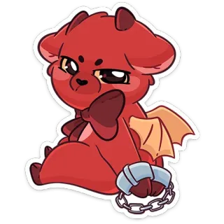 🤨 demon, puppy, hond, schattig, dier, cartoon telegram sticker