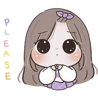 🌙 PLEASE schattig, meisje, anime, sticker, kawaii, cartoon, smekend, bedelend whatsapp sticker