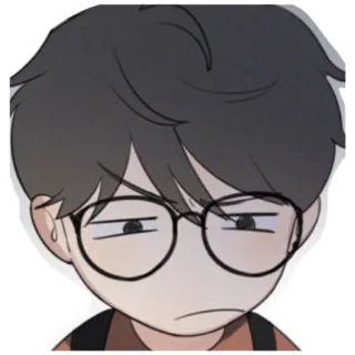 🙁 Kartun, Karakter, Kacamata, Ekspresi, Kesal, Stiker telegram sticker