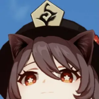 😐 Hu Tao Genshin Impact Anime, Katzenohren, Spiel, Süß, Hut, Waifu whatsapp sticker