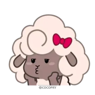 😒 sheep, cute, animal, cartoon, bow telegram sticker