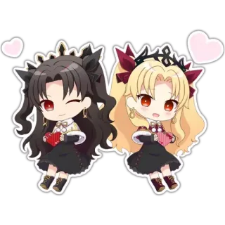 ❤️ Anime, Chibi, Mignon, Dessin animé, Coeur, Fille, Sticker telegram sticker