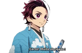 😉 Tanjiro Kamado Demon Slayer Certo! Muito obrigado! Anime, Demon Slayer, Tanjiro, Grazie, Grato whatsapp sticker