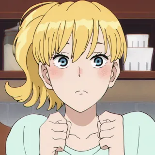 🥂 anime, phụ nữ, tóc vàng, mắt xanh, dễ thương, hình minh họa telegram sticker
