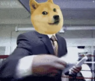 😒 doge, Hund, Meme, Business, Anzug, Papier telegram sticker
