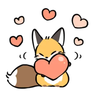 ❤️ キツネ, ハート, かわいい, 動物, 愛, カワイイ, アニメ whatsapp sticker