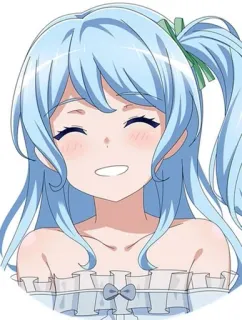 😁 anime, garota, cabelo azul, sorrindo telegram sticker