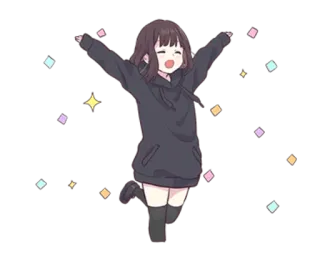 😆 Anime, Fofo, Brilho, Feliz, Garota, Kawaii telegram sticker