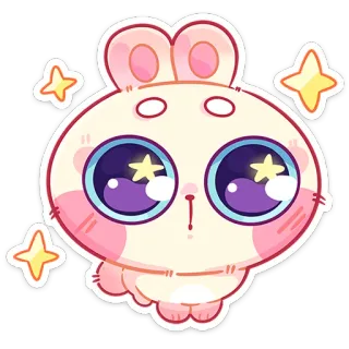 🥹 ステッカー, かわいい, カワイイ, うさぎ, ウサギ, 星, 漫画 telegram sticker