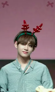 👽 V kpop, bts, v, navidad, ciervo, reno, ídolo whatsapp sticker