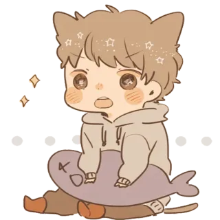 ✨ Anime, Ragazzo, Orecchie da gatto, Chibi, Carino telegram sticker