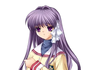 😞 Anime, Dziewczyna, Fioletowe włosy, Mundur szkolny telegram sticker