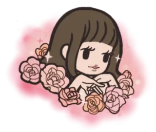 😍 Dibujos animados, Rosas, Mujer, Lindo, Rosa, Chica telegram sticker