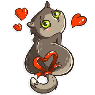 ❤ gato, corazón, amor, lindo, pegatina telegram sticker
