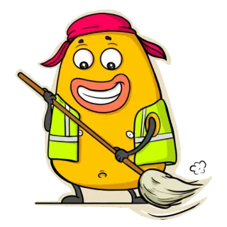 👷‍♂️ dessin animé, éboueur, nettoyage, travail, personnage de dessin animé telegram sticker