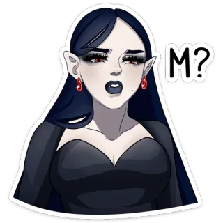 ❓ M? вампир, готика, вопрос, тёмный, стикер, женщина whatsapp sticker