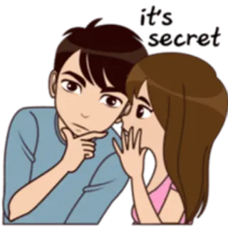 🤔 couple, amour, relation, dessin animé, illustration, chuchotement telegram sticker
