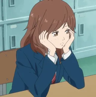🥡 anime, girl, school uniform, bored, student, japanese animation telegram sticker
