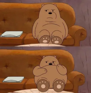 ▫️ Ice Bear We Bare Bears Cartoon, Bär, Eisbär, We Bare Bears, Süß, Couch, Fernseher whatsapp sticker