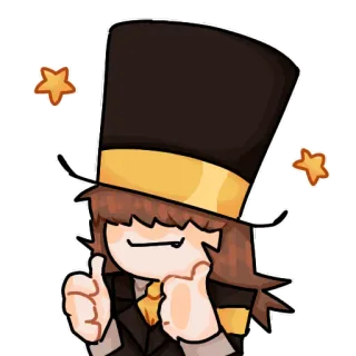 👍 jempol ke atas, topi, kartun, karakter, kuning whatsapp sticker