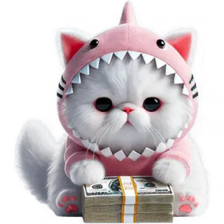 💵 6 kat, haai, geld, schattig, cartoon, dier telegram sticker