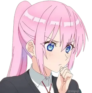 🤔 anime, chica, pelo rosa, lindo, pegatina telegram sticker