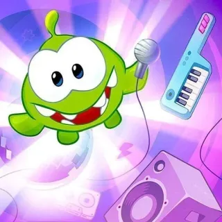🎧 Om Nom Cut the Rope Om Nom, Cut the Rope, Monstre vert, Personnage de dessin animé, Jeu mobile, Jeu pour enfants, Bonbon, Microphone whatsapp sticker