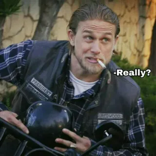 ❓ -Really? cigarette, smoking, motorcycle club, actor, serious telegram sticker