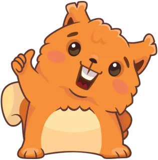 👍 กระรอก, การ์ตูน, สัตว์, น่ารัก, มีความสุข, ยกนิ้วโป้ง telegram sticker