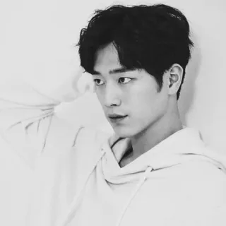 ➖ man, portrait, black and white, person, hoodie, korean telegram sticker