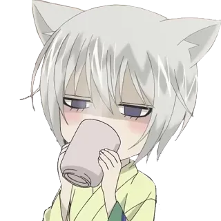 😒 Tomoe Kamisama Kiss Anime, Telinga kucing, Imut, Tomoe, Kamisama Kiss, Kawaii telegram sticker