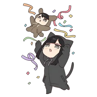 🥳 Kartun, Karakter, Kawaii, Konfeti, Imut, Kostum Binatang, Gadis, Perayaan telegram sticker