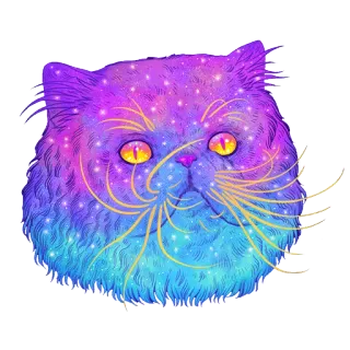 🐱 gato, galaxia, espacio, animal, morado, azul, gatito, mascota whatsapp sticker