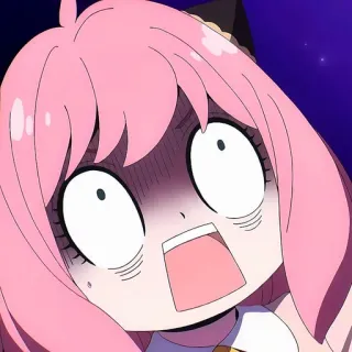 🙂 Anya Forger Spy x Family Anime, Garota, Cabelo rosa, Chocada, Preocupada, Anya, Spy x Family telegram sticker