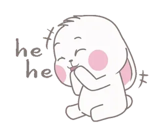 😂 he he he kelinci, lucu, bahagia, kartun, binatang, putih, kawaii, kelinci whatsapp sticker