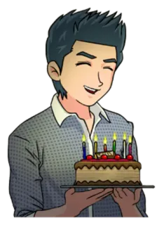 🎂 compleanno, torta, uomo, festa, candele whatsapp sticker