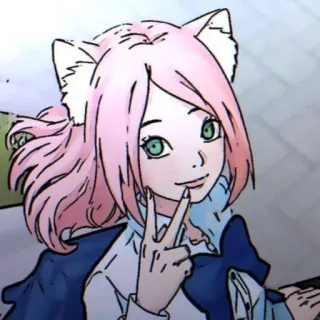 😊 Sakura Haruno Naruto anime, sakura, cat ears, haruno, peace sign, kawaii telegram sticker